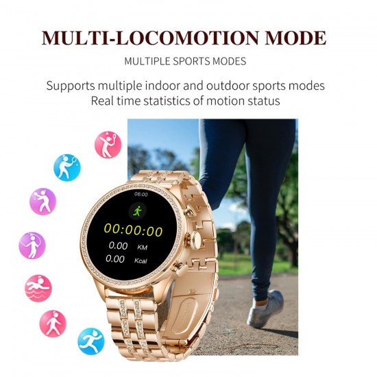 Gen 9 Diamond Strap HD Display 2 Straps BT Calling Smartwatch with Rose Gold & Purple Strap for Womens with ON/Off Logo