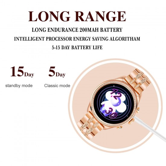 Gen 9 Diamond Strap HD Display 2 Straps BT Calling Smartwatch with Rose Gold & Purple Strap for Womens with ON/Off Logo