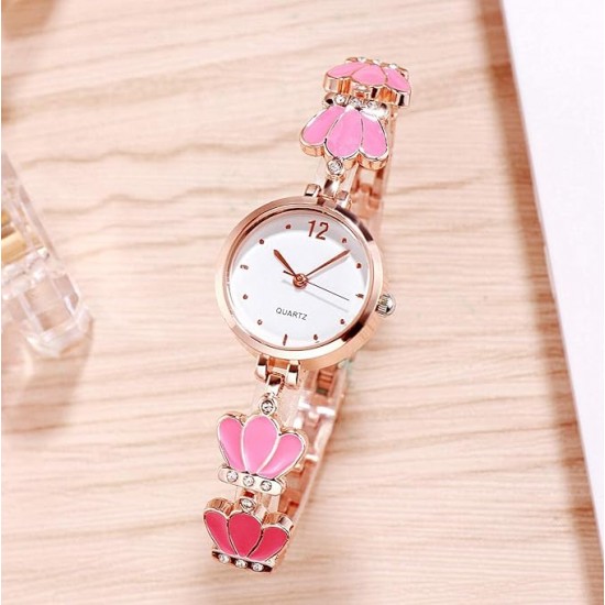 Stainless Steel Watches for Women Saffire Bracelet Watch for Women & Girls Petal Gold Wrist Analog Ladies Watch