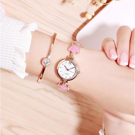 Stainless Steel Watches for Women Saffire Bracelet Watch for Women & Girls Petal Gold Wrist Analog Ladies Watch