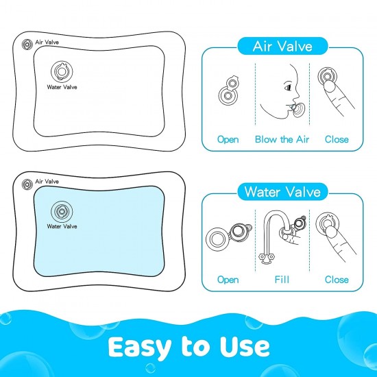 Baby Water Play Mat Toys Inflatable Tummy Time Leakproof Water Play Mat, Fun Activity Play Center Indoor and Outdoor Water Play Mat for Baby Random Design, Pack of 1 set, Blue