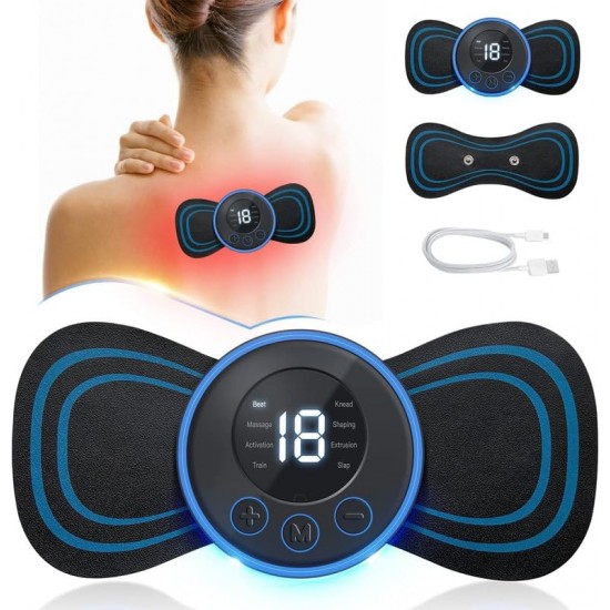 Portable Butterfly Body Massager for Pain Relief ems Neck Massager Machine with 8 Modes and 19 Strength Levels