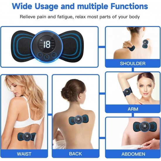 Portable Butterfly Body Massager for Pain Relief ems Neck Massager Machine with 8 Modes and 19 Strength Levels