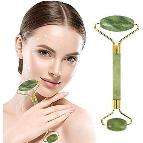 Facial Massager Jade Roller & Gua Sha Tool 100% Natural Himalayan Stone for Face Neck Healing Skin Wrinkles & Face Eye Neck Foot Manual Massage For Women 