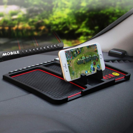 Anti-Slip Car Dashboard Mat & Mobile Phone Holder Mount - Universal Non Slip Sticky Rubber Pad for Smartphone, GPS Navigation