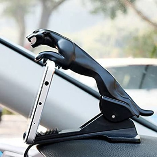 Jaguar Design Hud Car Mobile Phone Holder Mount Stand 360 Degree Rotation Adjustable Clip Holder for Dashboard (Black)