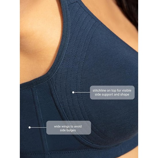 Non Padded Side Support Shaper Cotton Bra for Women with Full Coverage