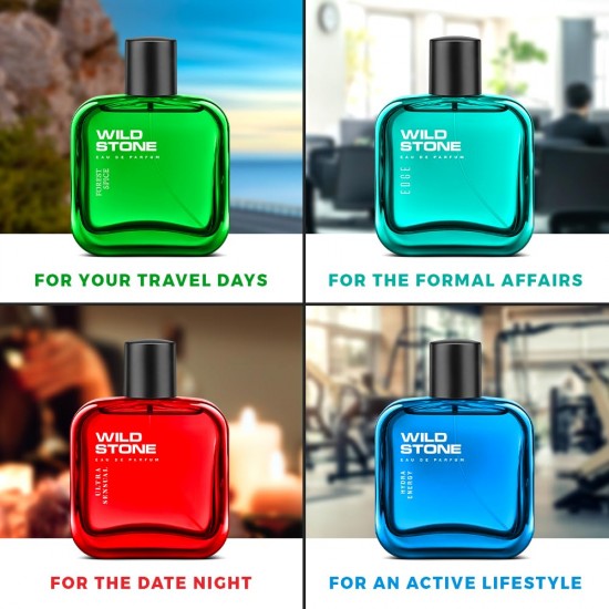 Wild Stone Edge ,Ultra Sensual, Hydra Energy & Forest Spice Luxury Perfume Gift Set for Men – Pack of 4 (30ml Each) l Ideal Perfume Combo l EAU DE Perfume for Men l A Touch of Sophistication and Luxury