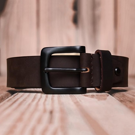 Top Grain Genuine Leather Handmade | Cowboy Belt for Men | 46 inches length | Adjustable size fits Waist 28-40 inches