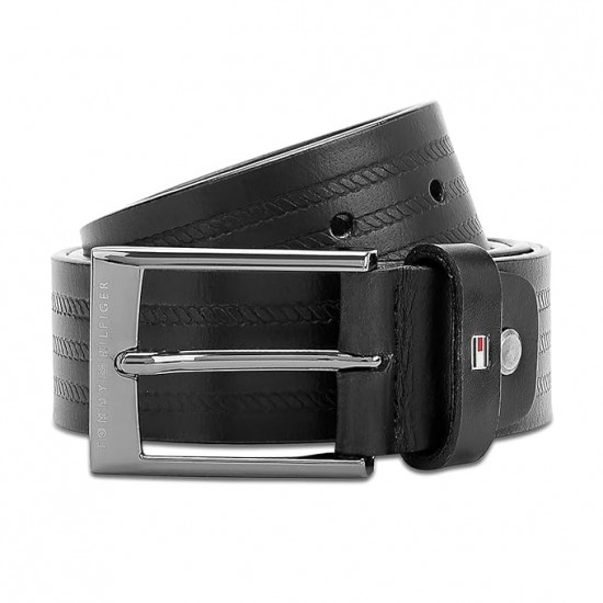 Tommy Hilfiger Tavira Men Leather Gift Set Include Large Size Belt and Wallet Black/Brown