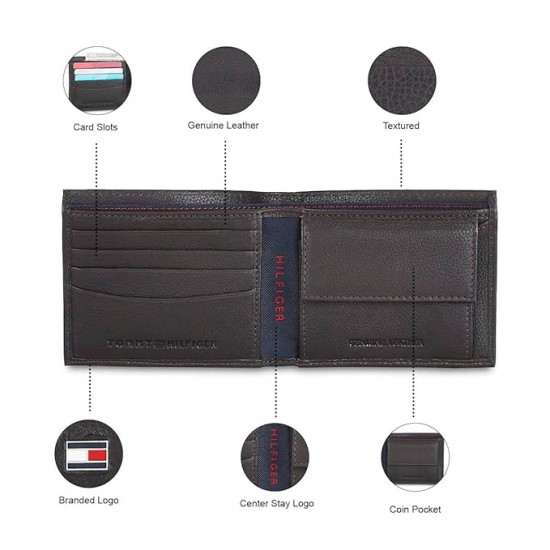 Tommy Hilfiger Tavira Men Leather Gift Set Include Large Size Belt and Wallet Black/Brown