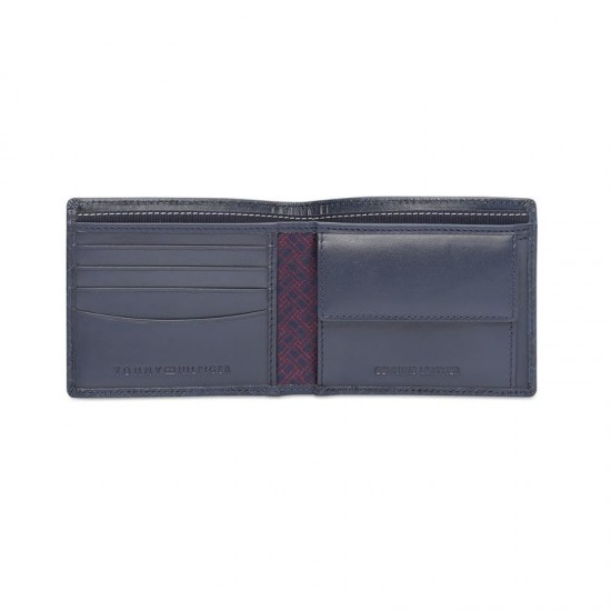 Tommy Hilfiger Men Leather Global Coin Wallet - Navy