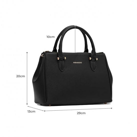 Blair Solid Structured Handbag with Adjustable and Detachable Sling Strap for Women