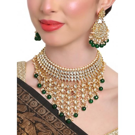 Stylish Choker Traditional Pearl Kundan Necklace Jewellery Set for Women