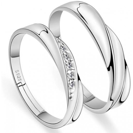 Silver Plated Adjustable Couple Ring for Men & Women