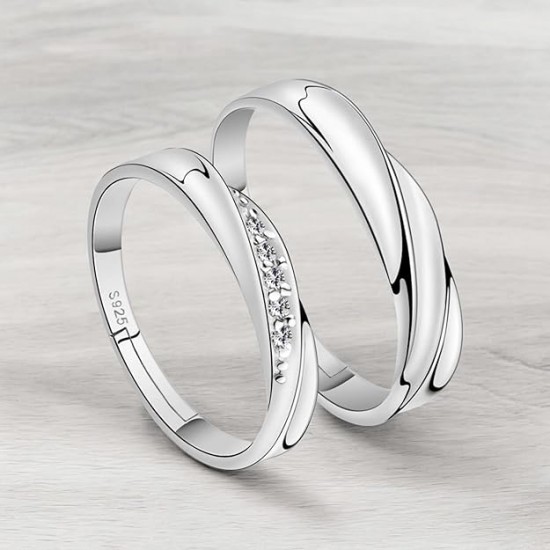 Silver Plated Adjustable Couple Ring for Men & Women