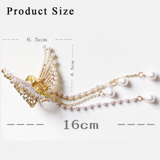 Korean Hair Clips For Women - Butterfly Clips For Women, Korean Hair Accessories - Butterfly Clip With Pearls & Rhinestone - Hair Accessories for Women (1 Pc) Butterfly Clutcher For Hair