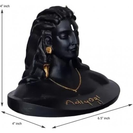 Adiyogi Shiva Statue for Home, Car Dash Board, Pooja & Gift, Mahadev Murti, Idol, Lord Shankara for Home Décor - Resin Black