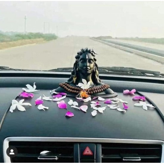 Adiyogi Shiva Statue for Home, Car Dash Board, Pooja & Gift, Mahadev Murti, Idol, Lord Shankara for Home Décor - Resin Black