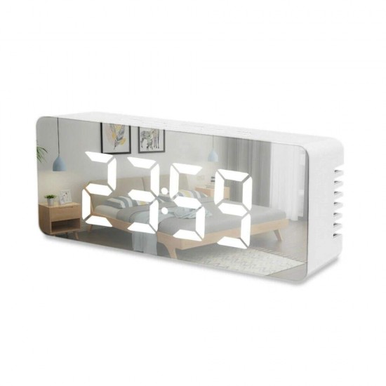 Digital LED Mirror Clock for Table Smart Alarm Clock for Students Heavy Sleepers with Sensor Date and Temperature for Office Home and Bedroom