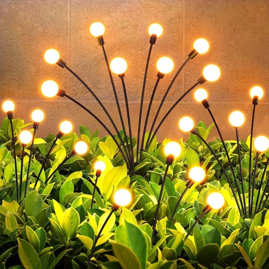 Firefly Outdoor Solar Lights | 8 LED | with Flash Mode | Starburst Swaying Solar Garden Light, Warm Garden Light | Outdoor Decoration | Waterproof | Firefly Path Lights for Pots, Balcony Garden