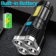 Emergency Torch Rechargeable Multifunctional Portable LED Flashlight Torch Long Distance Beam Range with 4 Lighting Modes and COB Light for Outdoor, Indoor, Hiking, Walking, Camping