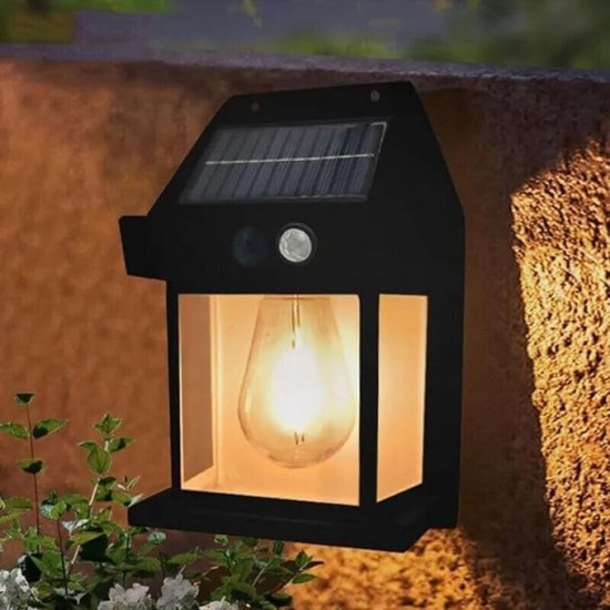 Solar Lights Outdoor Waterproof, Dusk to Dawn Solar Wall Motion Sensor Light, 3 Lighting Modes Solar Security Wall Light Fixtures for Garden Yard Patio Outside Black