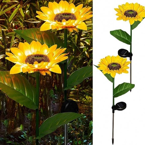 Sunflower Solar LED Lights, Warm White Garden Light | Waterproof | Outdoor Decoration | Path Lights for Pots, Balcony, Pathway (Pack of 1)