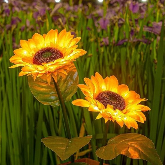 Sunflower Solar LED Lights, Warm White Garden Light | Waterproof | Outdoor Decoration | Path Lights for Pots, Balcony, Pathway (Pack of 1)