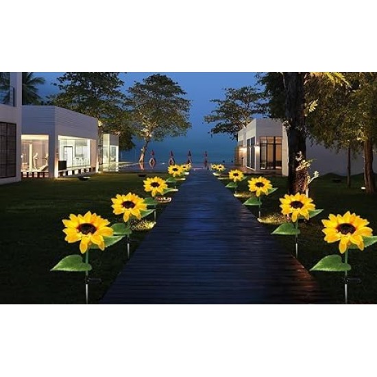 Sunflower Solar LED Lights, Warm White Garden Light | Waterproof | Outdoor Decoration | Path Lights for Pots, Balcony, Pathway (Pack of 1)