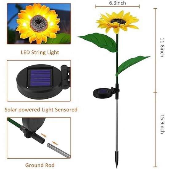 Sunflower Solar LED Lights, Warm White Garden Light | Waterproof | Outdoor Decoration | Path Lights for Pots, Balcony, Pathway (Pack of 1)