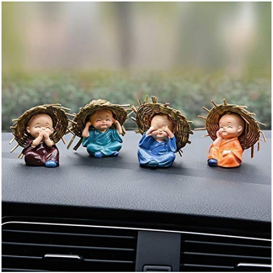 Hat Monk Buddha Idols Showpiece for Car Dashboard/Home Décor Decoration & Gifting Purpose