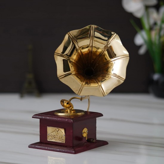 Antique Handmade Vintage Dummy Gramophone Decorative Showpiece - 23 cm