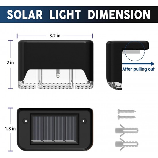 Solar Step Lights Waterproof LED Solar Power Outdoor Fence Light for Deck Stair Railing, Outside Lighting for Wall Garden Backyard Patio Balcony Décor