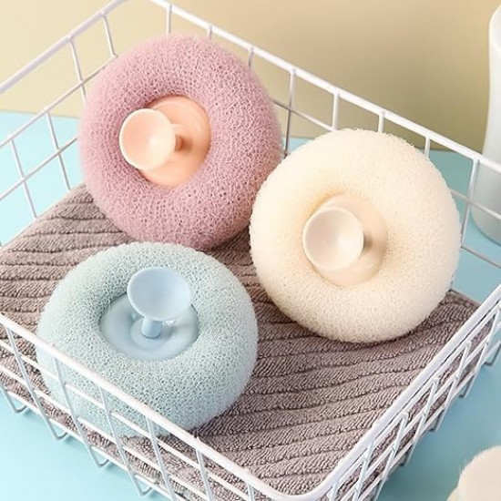 Sunflower Bath Ball, Super Soft Sunflower Suction Cup Bath Ball, Exfoliating Bath Sponge Cleaning Brush with Suction Cup for Shower.