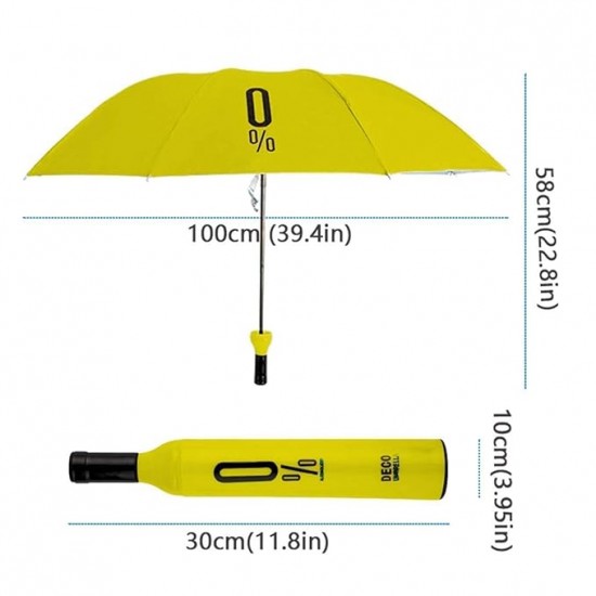 Wine Bottle Shape Mini Compact Foldable Umbrella with Plastic Case (Multi Color, Pack of 1)| Manual lift Folding Portable Umbrella with Bottle Cover for UV Protection & Rain