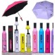 Wine Bottle Shape Mini Compact Foldable Umbrella with Plastic Case (Multi Color, Pack of 1)| Manual lift Folding Portable Umbrella with Bottle Cover for UV Protection & Rain