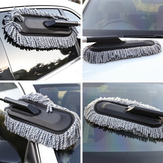 Super Soft Microfiber Car Duster Exterior with Extendable Handle, Car Brush Duster for Car Cleaning Dusting - Grey