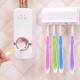 Toothpaste Dispenser │ Hands Free Wall Mounted Plastic Dust Proof and Detachable Hole 5 Toothbrush Holder, White