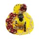 Kanha Poshak | Laddu Gopal Dress | Kanda Dress | Thakur Ji Poshak | Yellow Dress with Maroon Flower & Stone Booti with Pagdi (Size 6 | 12 Inches)