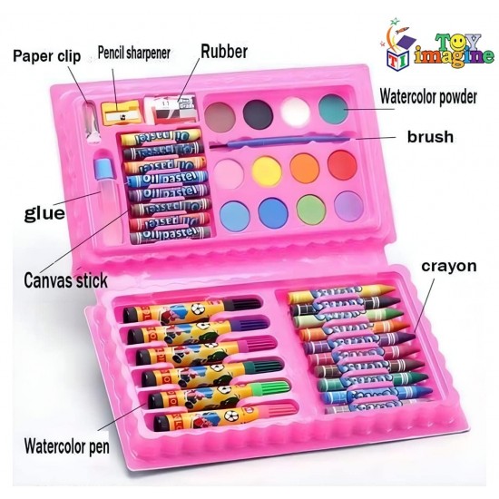 42 Pcs Color Set Kit For Drawing & Painting Portable Art Box | 12 water colors, 6 sketch pens, 10 crayons, 8 pastel oil colours, sharpener, eraser | Best Gift for Kids(Age 3-12)