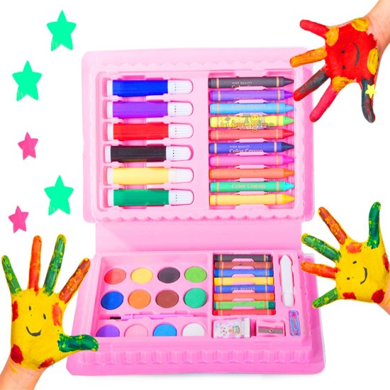 42 Pcs Color Set Kit For Drawing & Painting Portable Art Box | 12 water colors, 6 sketch pens, 10 crayons, 8 pastel oil colours, sharpener, eraser | Best Gift for Kids(Age 3-12)