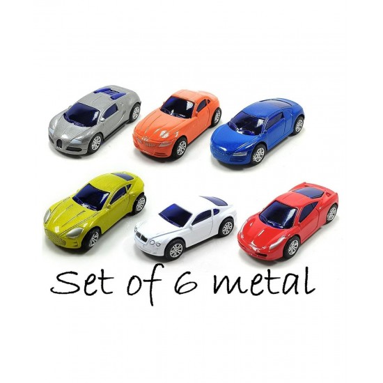 Die-Cast Alloy Metal Car Mini Series Pull Back Action Car Set of 6 Cars - Multicolor