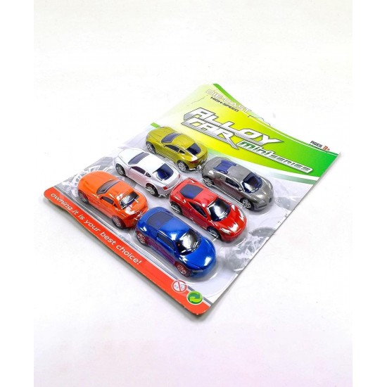 Die-Cast Alloy Metal Car Mini Series Pull Back Action Car Set of 6 Cars - Multicolor