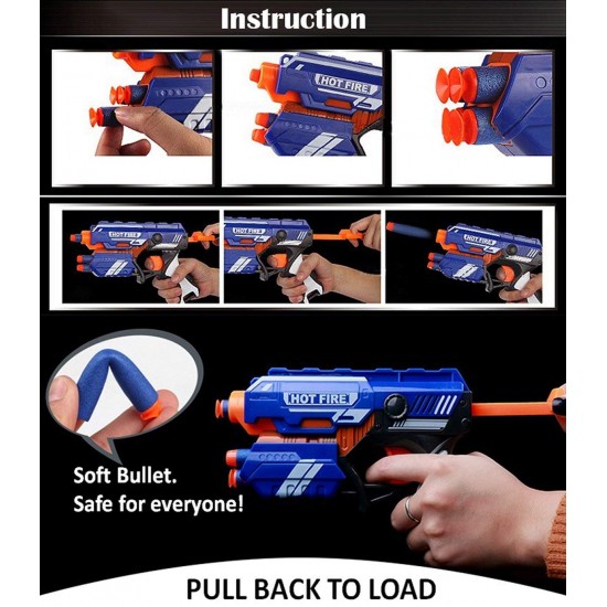 Blaze Storm Hot Fire Soft Bullet Gun Toy With 10 Safe Soft Foam Bullets, Fun Target Shooting Battle Fight Game For Kids Boys 