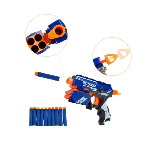 Blaze Storm Hot Fire Soft Bullet Gun Toy With 10 Safe Soft Foam Bullets, Fun Target Shooting Battle Fight Game For Kids Boys 