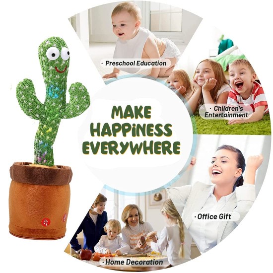 Dancing Talking Cactus Toys for Kids Funny Education Toys for Baby can Sing Wriggle Record & Repeat What You Say and LED Lighting Children Electronic Toy for Home Decor