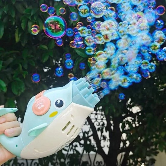 Dolphin Bubbles Gun for Toddlers Toys, New Gatling Bubble Machine Outdoor Toys for Boys and Girls - Pack of 1