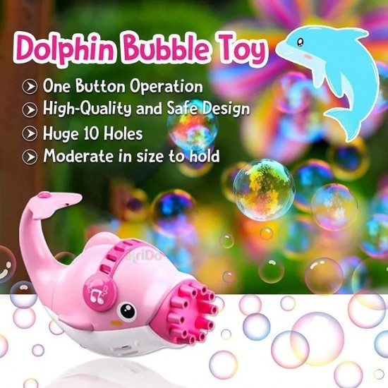 Dolphin Bubbles Gun for Toddlers Toys, New Gatling Bubble Machine Outdoor Toys for Boys and Girls - Pack of 1