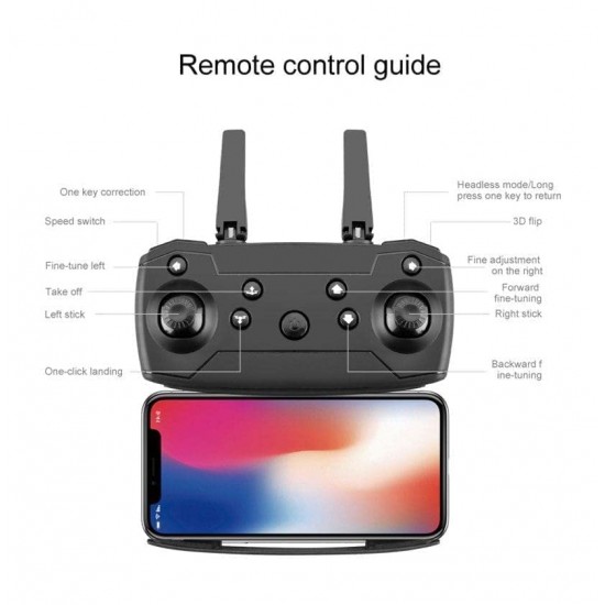 Drone E88 with HQ WiFi Camera Remote Control for Kids Quadcopter with Gesture Selfie, Flips Bounce Mode, App One Key Headless Mode functionality (Black Color)